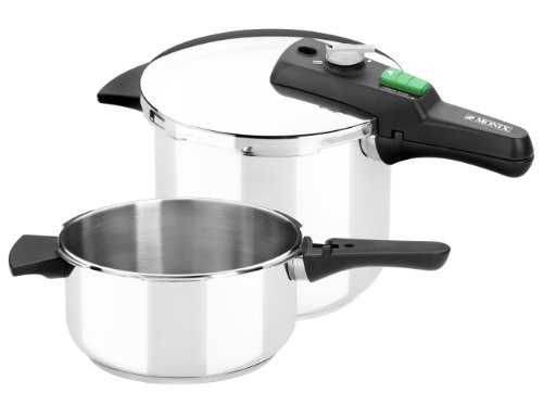 MONIX Quick Set de dos ollas a presión rápidas de 4 litros y 6 litros, con triple sistema de seguridad, 2 niveles de presión, apta para todo tipo de cocinas